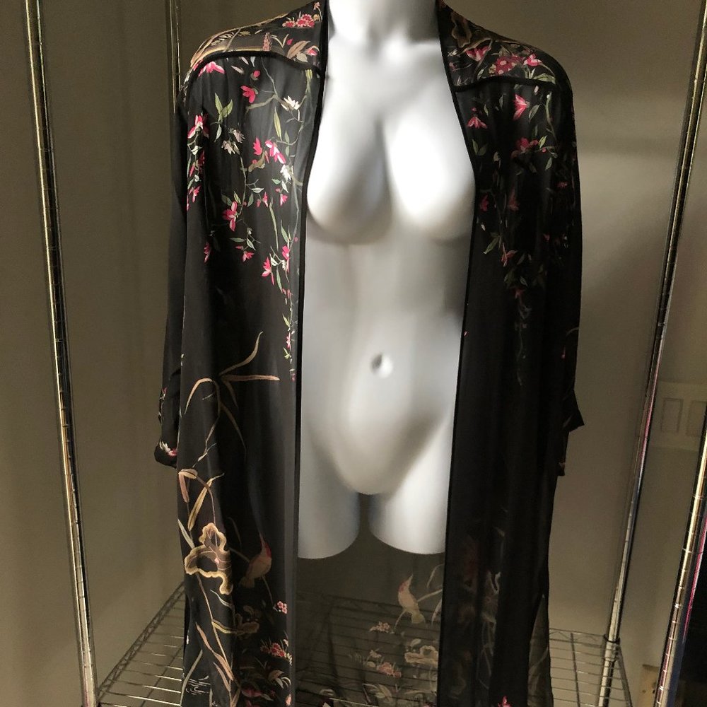 CITRON knee length sheer silk duster kimono 1X
